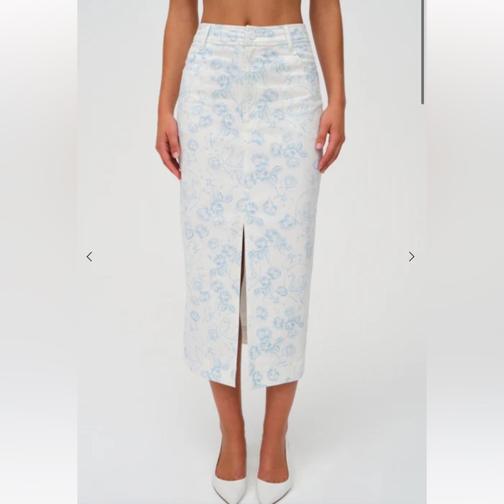 🍋 For Love & Lemons Chantal Denim Midi Skirt